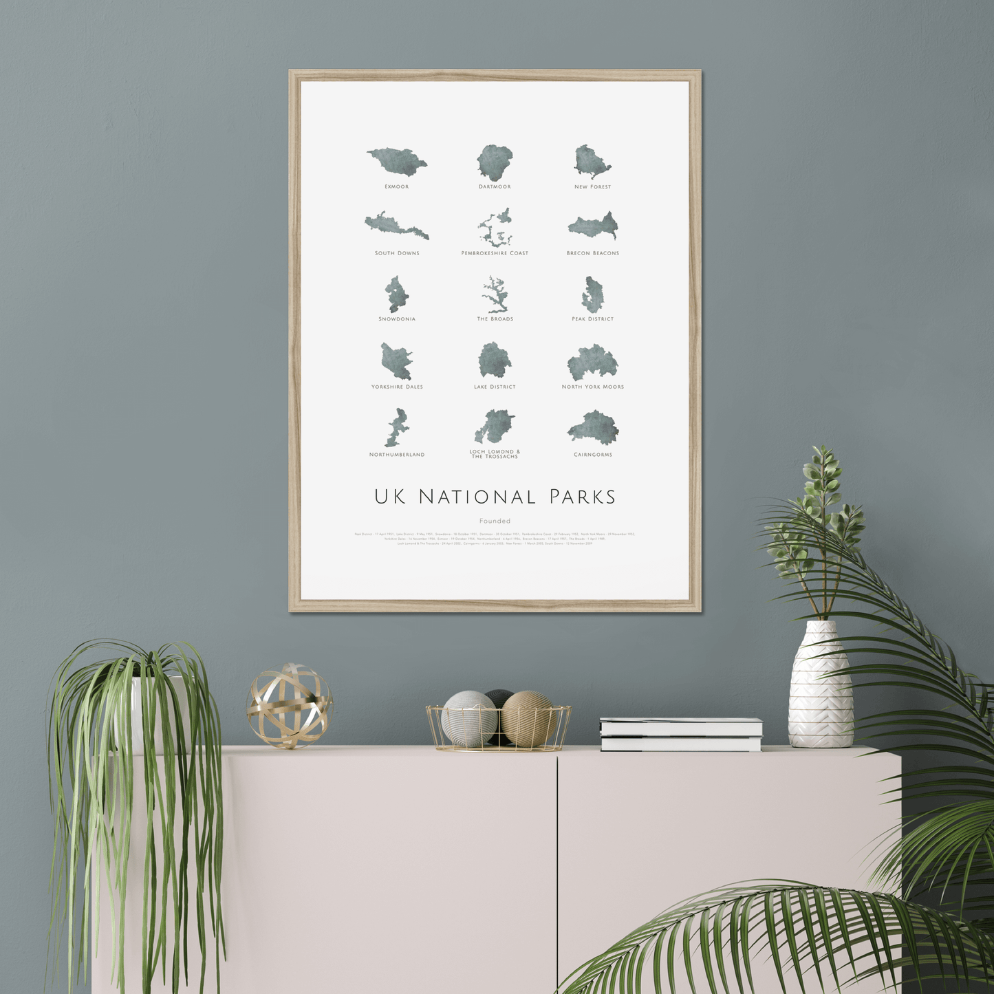 UK National Parks - Framed & Mounted Map