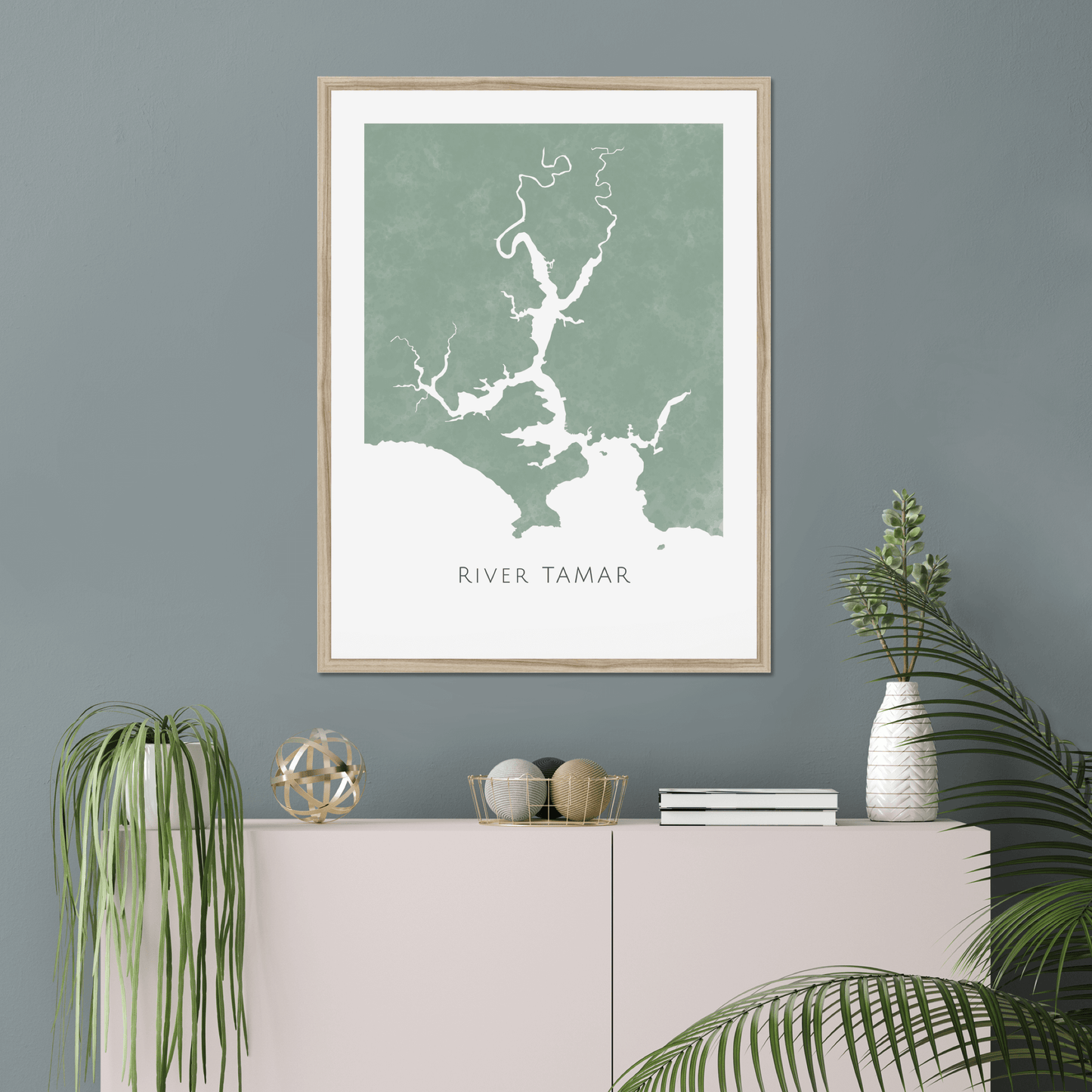 River Tamar - Framed & Mounted Map