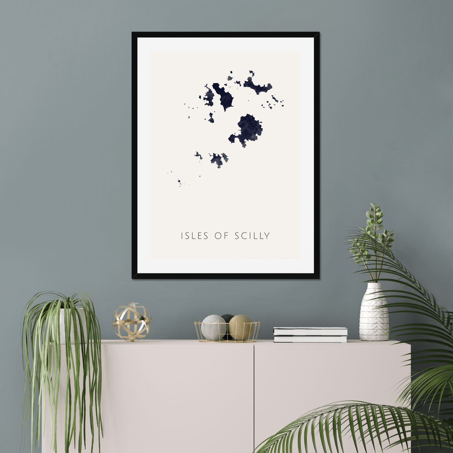 The Scilly Isles - Framed & Mounted Map
