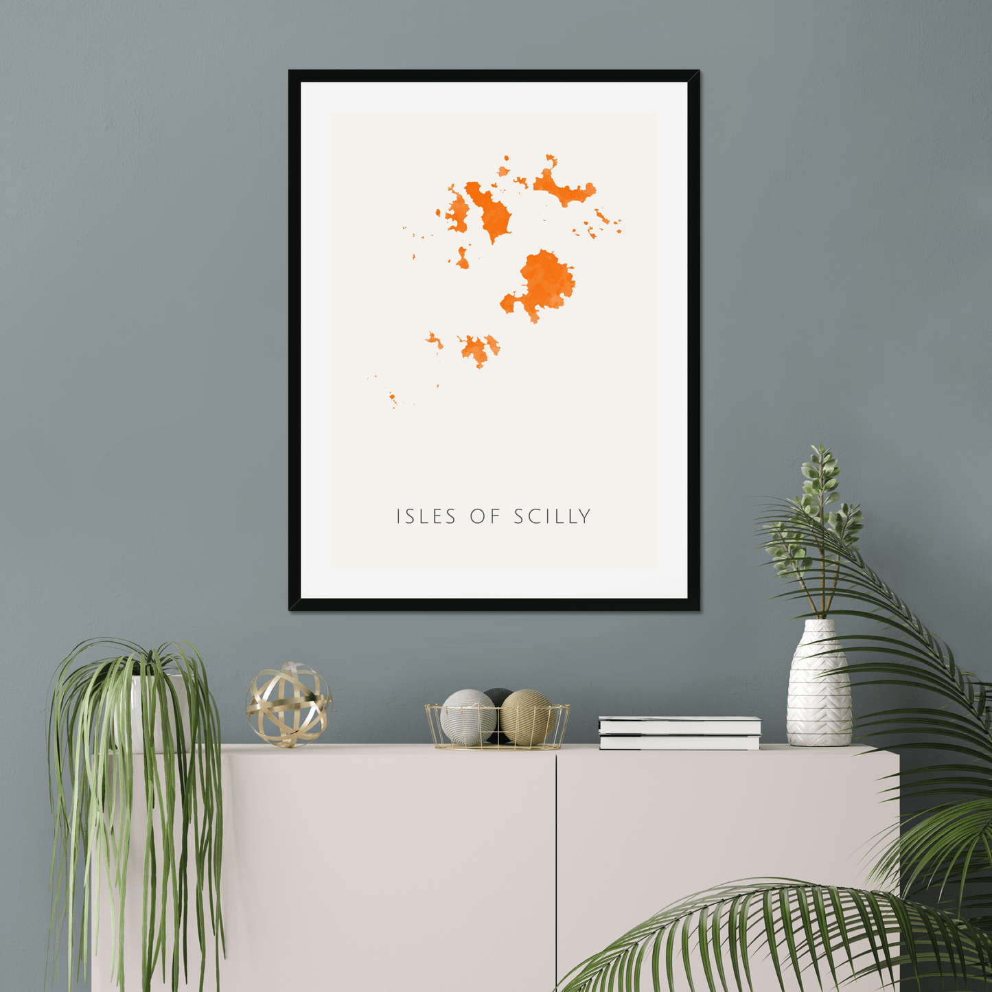 The Scilly Isles - Framed & Mounted Map