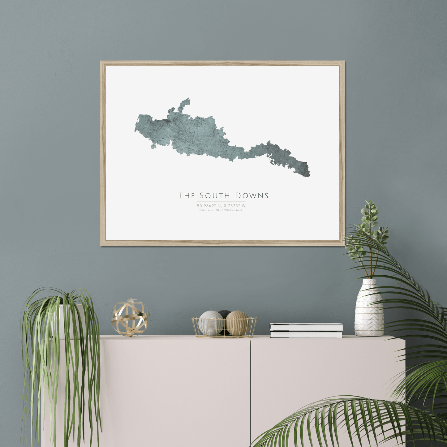 The South Downs - Framed & Mounted Map