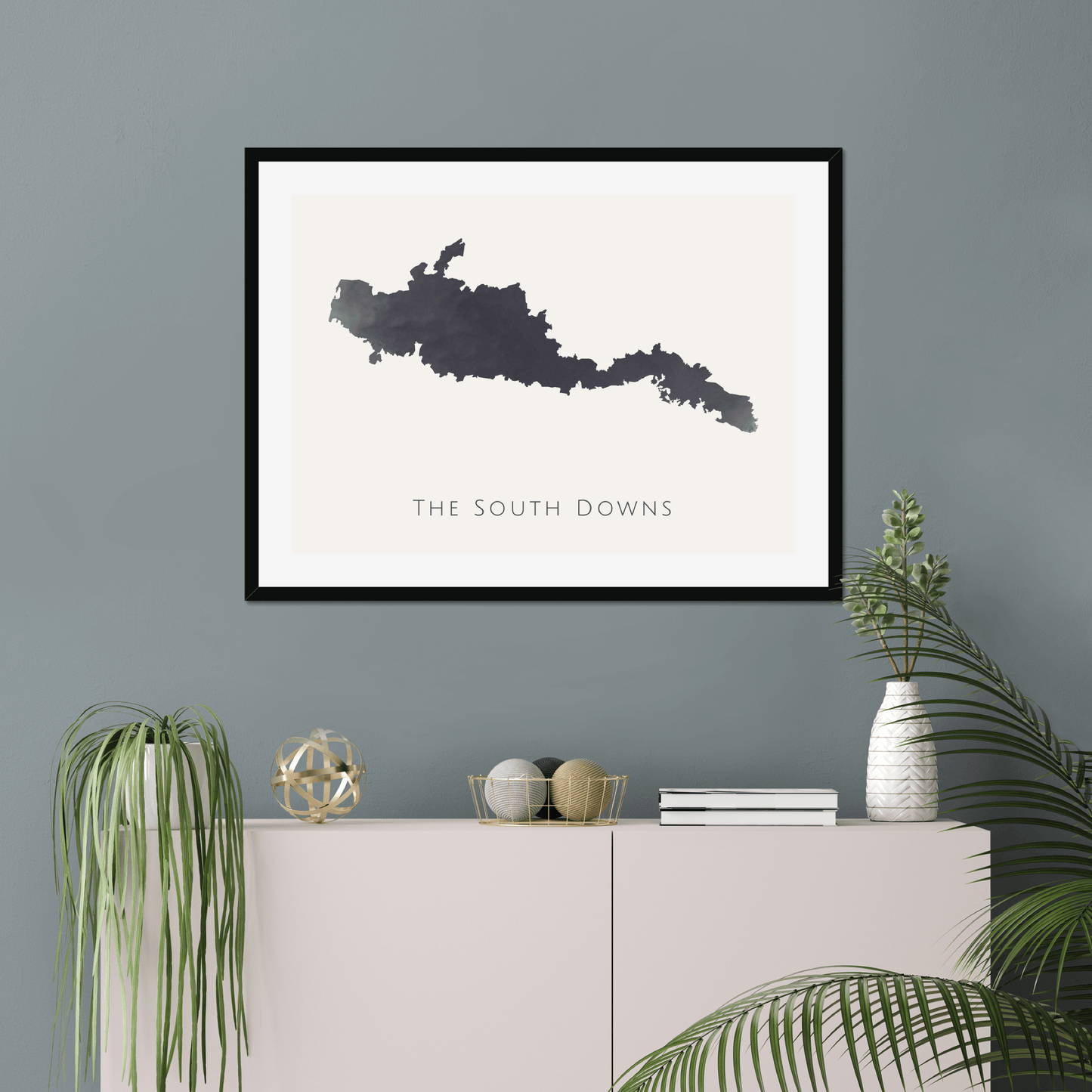 The South Downs - Framed & Mounted Map