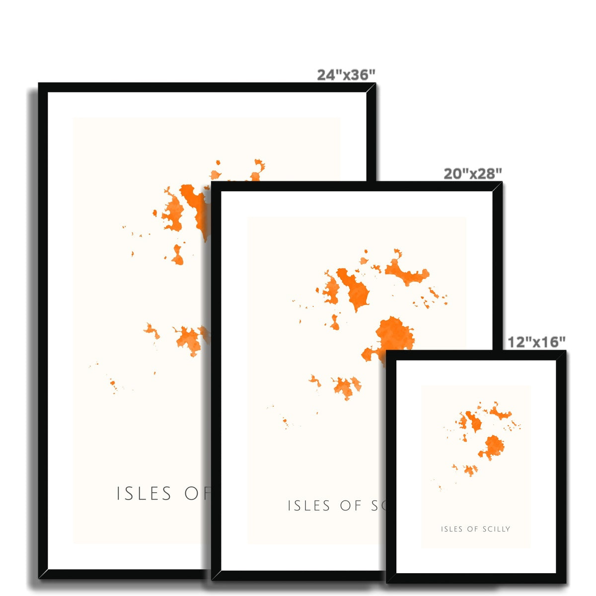 The Scilly Isles - Framed & Mounted Map