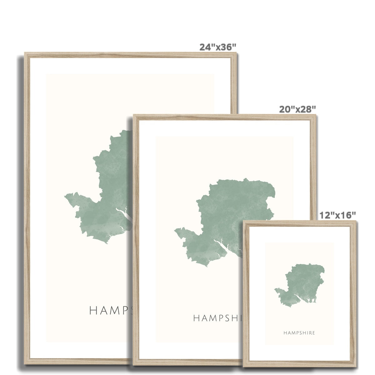 Hampshire - Framed & Mounted Map