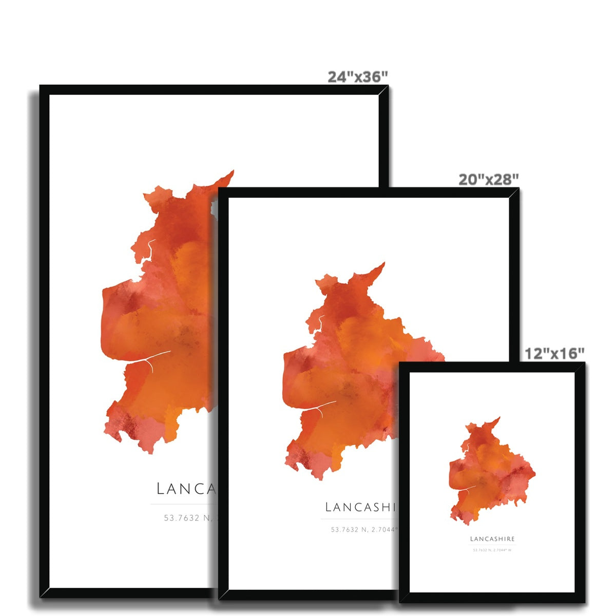 Lancashire - Framed & Mounted Map