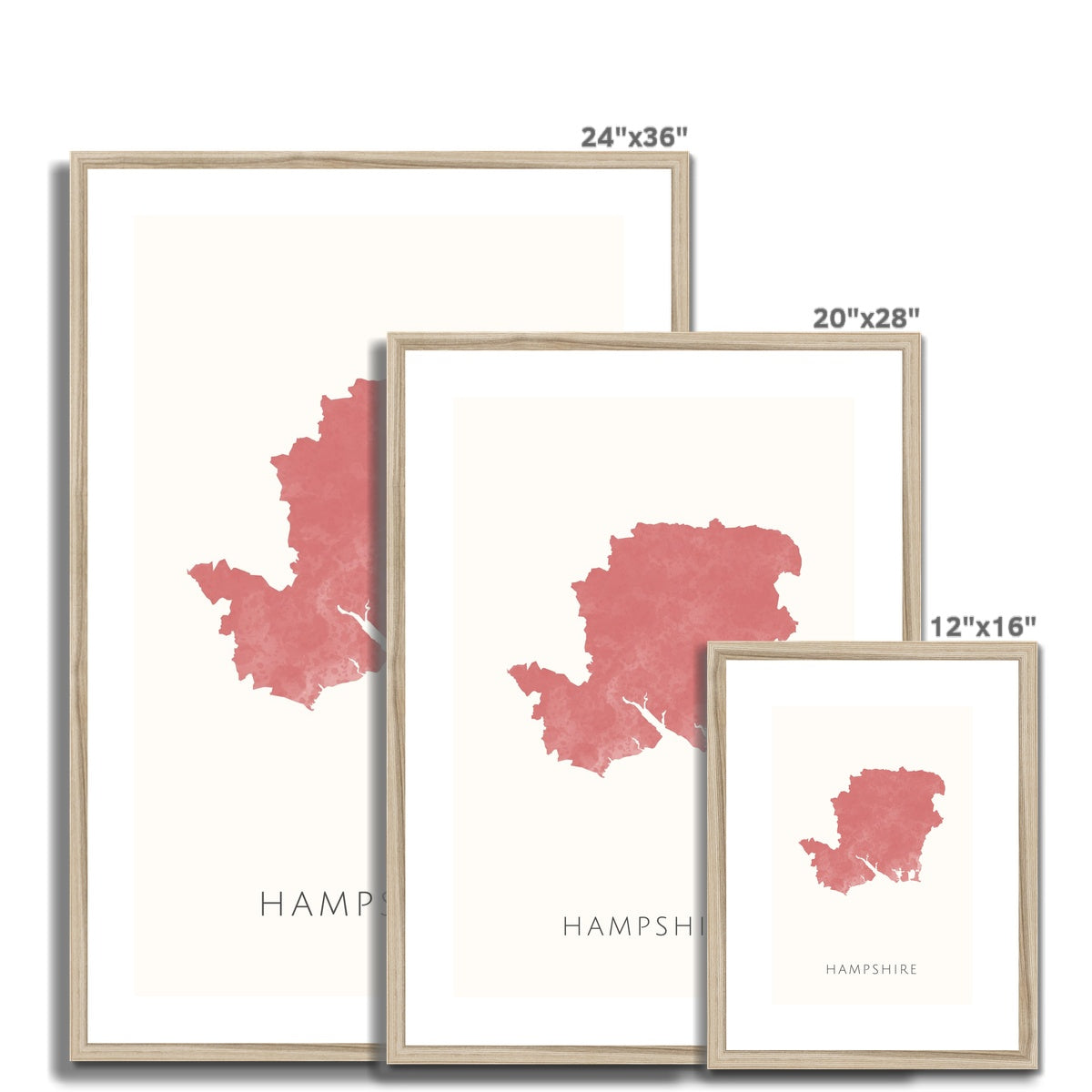 Hampshire - Framed & Mounted Map