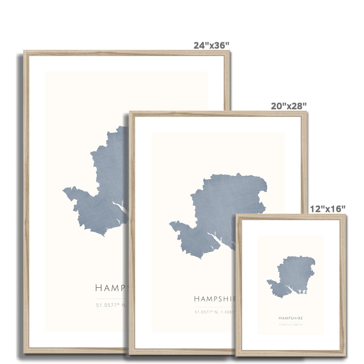Hampshire - Framed & Mounted Map