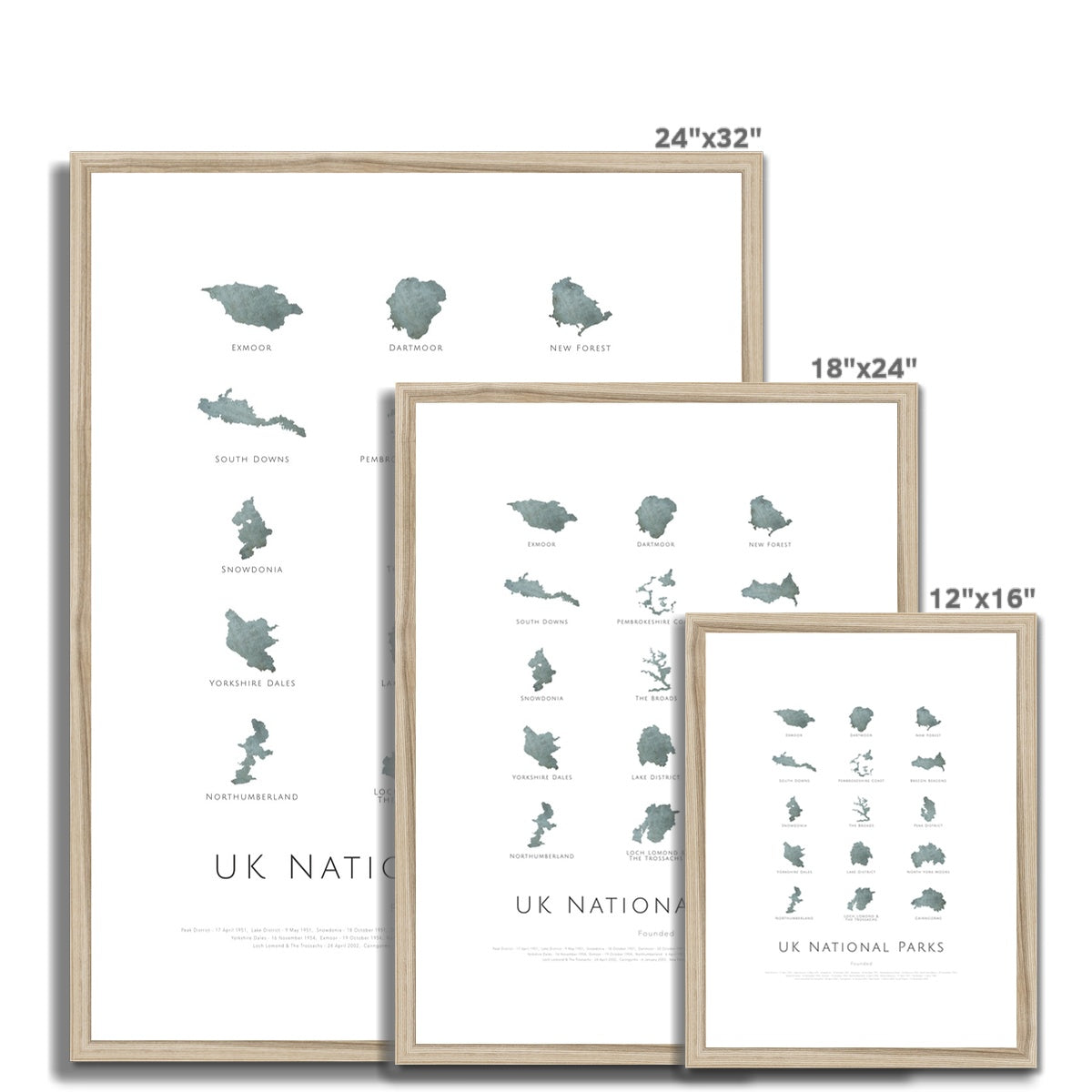 UK National Parks - Framed & Mounted Map