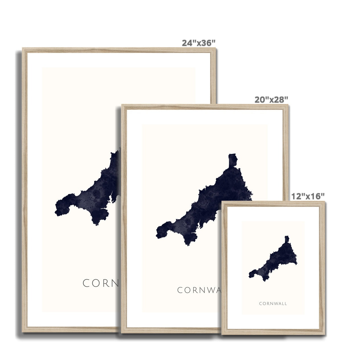 Cornwall - Framed & Mounted Map