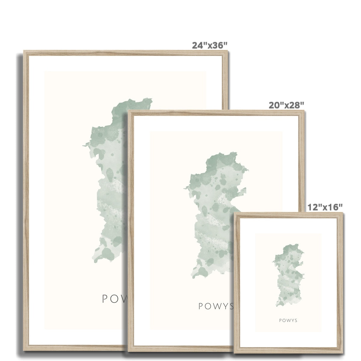 Powys - Framed & Mounted Map