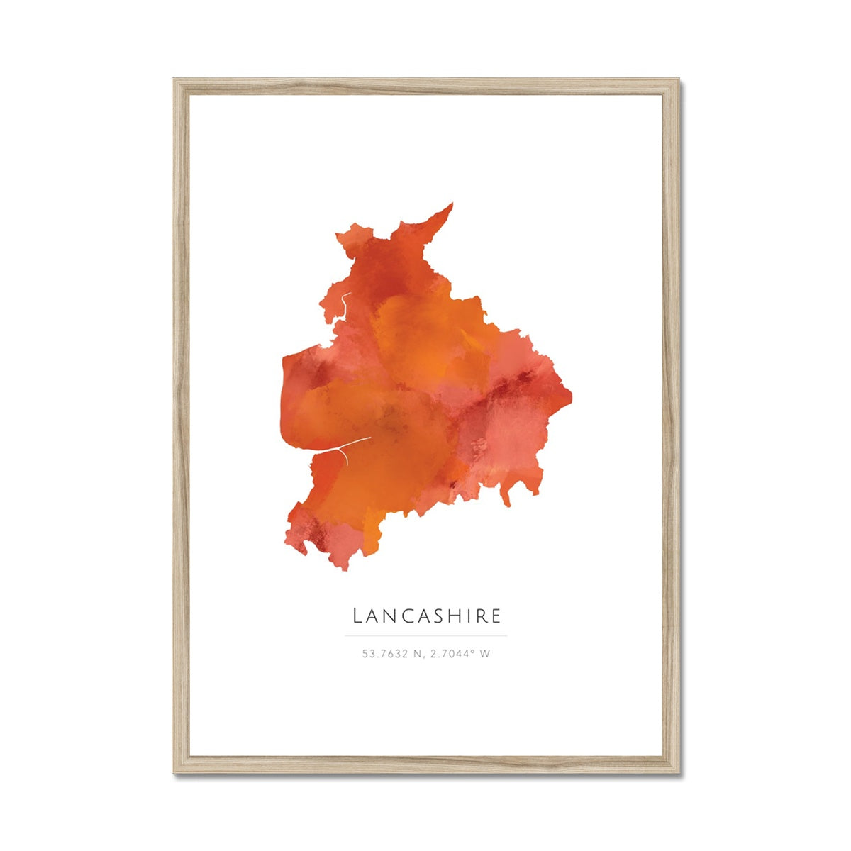 Lancashire - Framed & Mounted Map