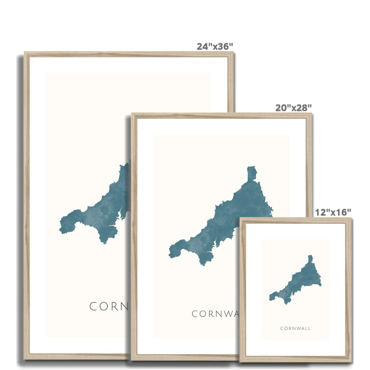 Cornwall - Framed & Mounted Map