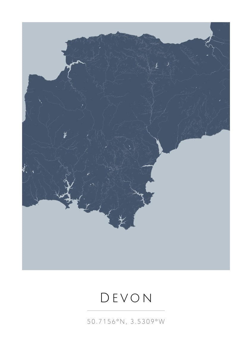 Map and topography of Devon -