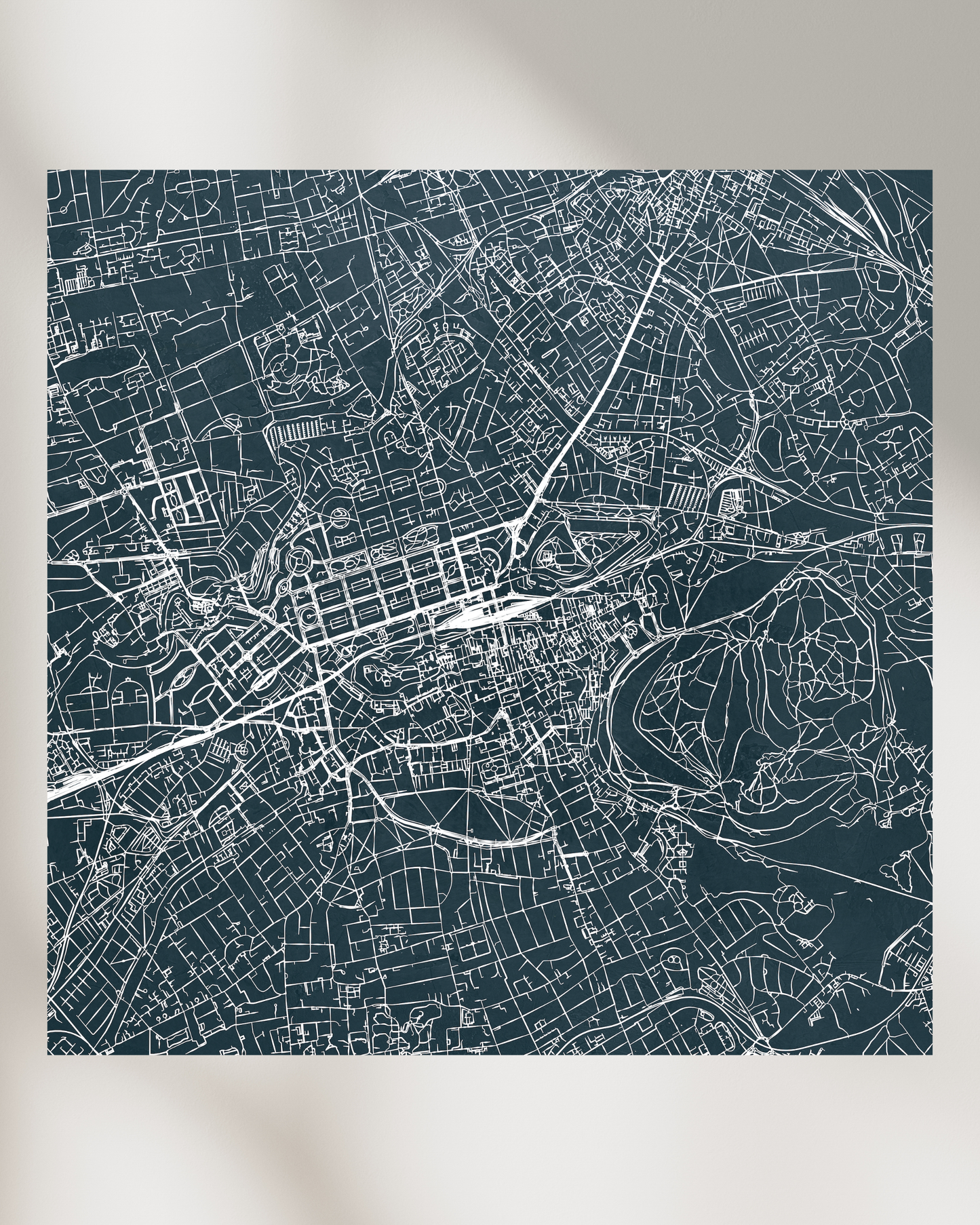 Minimalist Street Map of Edinburgh - Framed Canvas