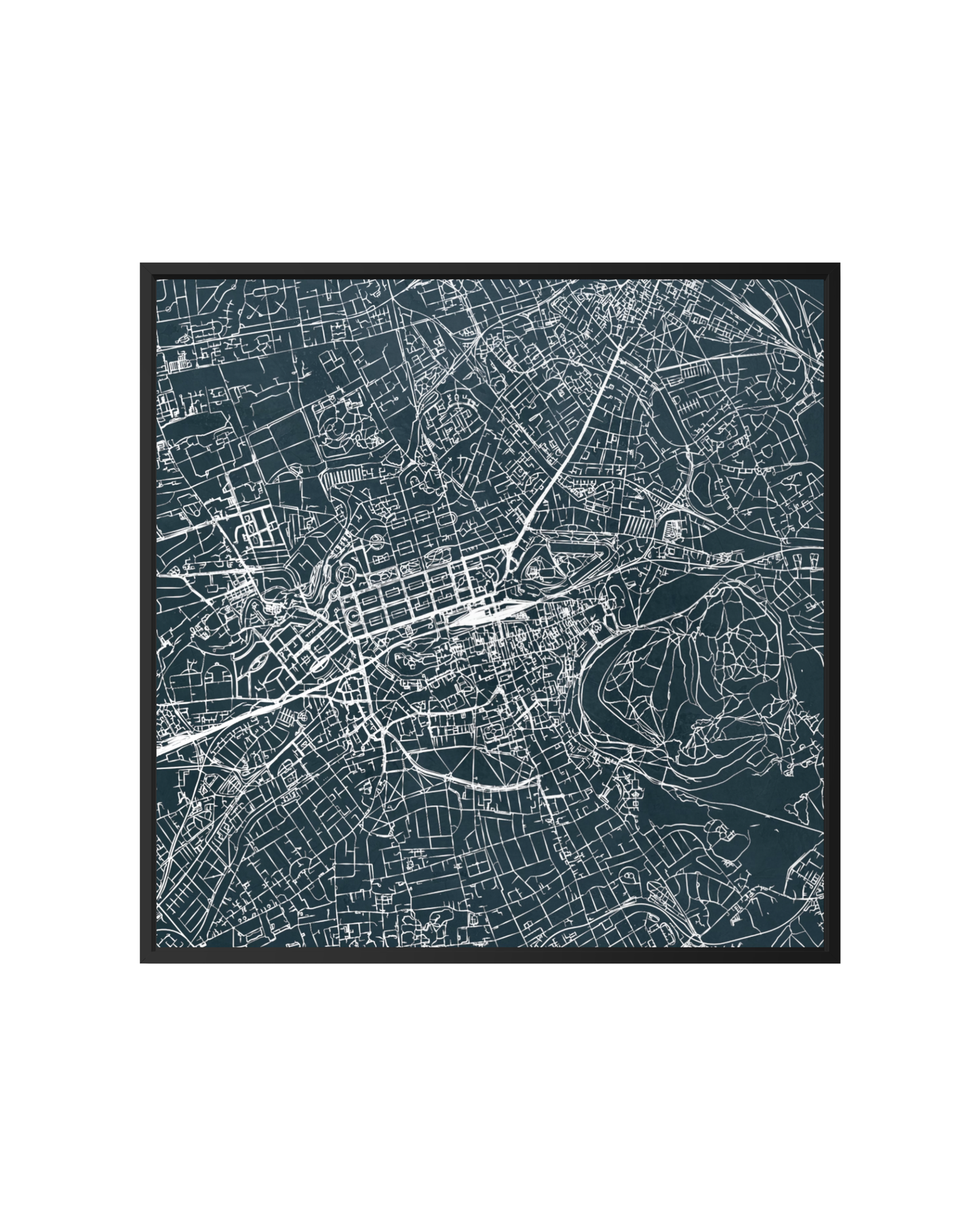Minimalist Street Map of Edinburgh - Framed Canvas