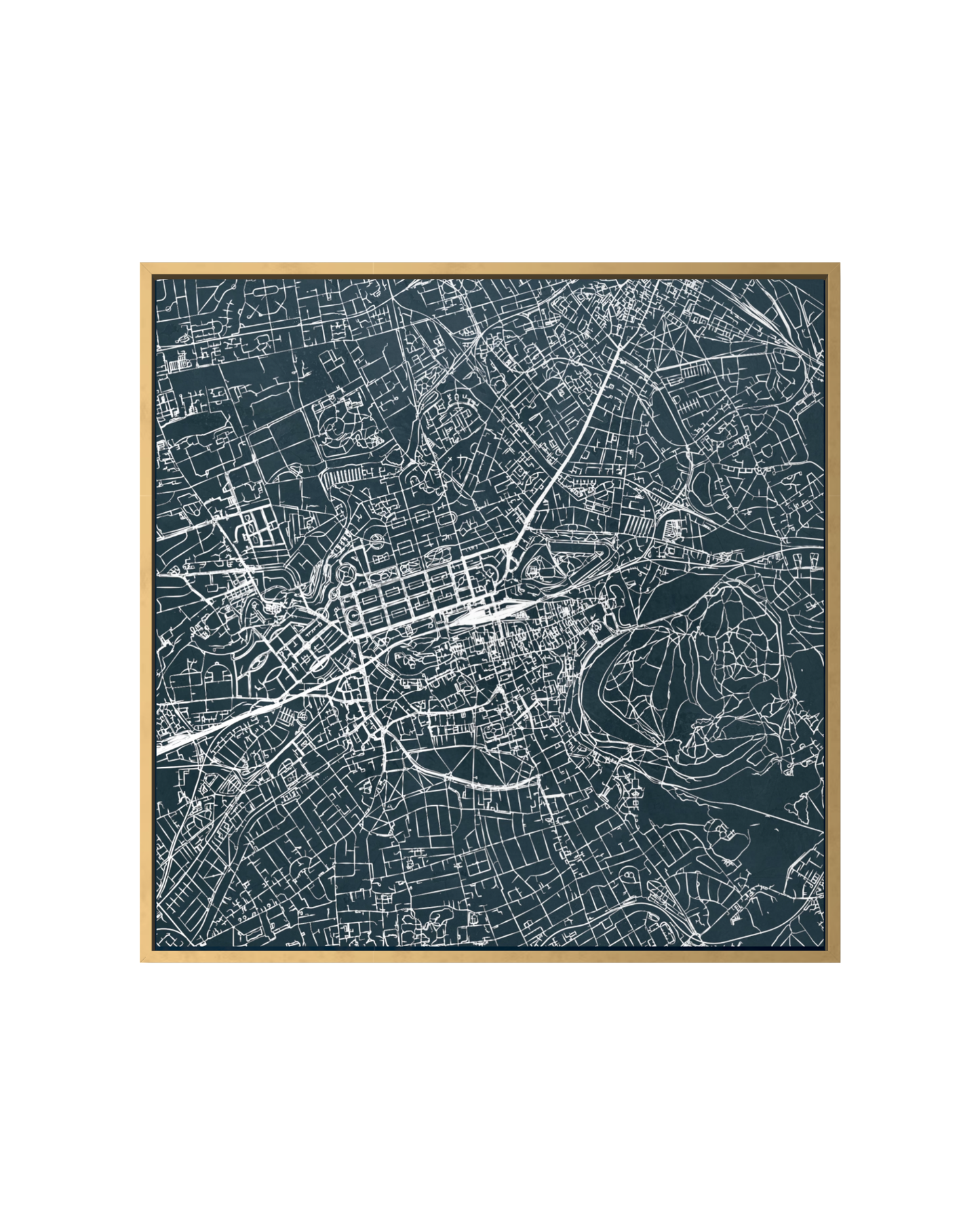 Minimalist Street Map of Edinburgh - Framed Canvas