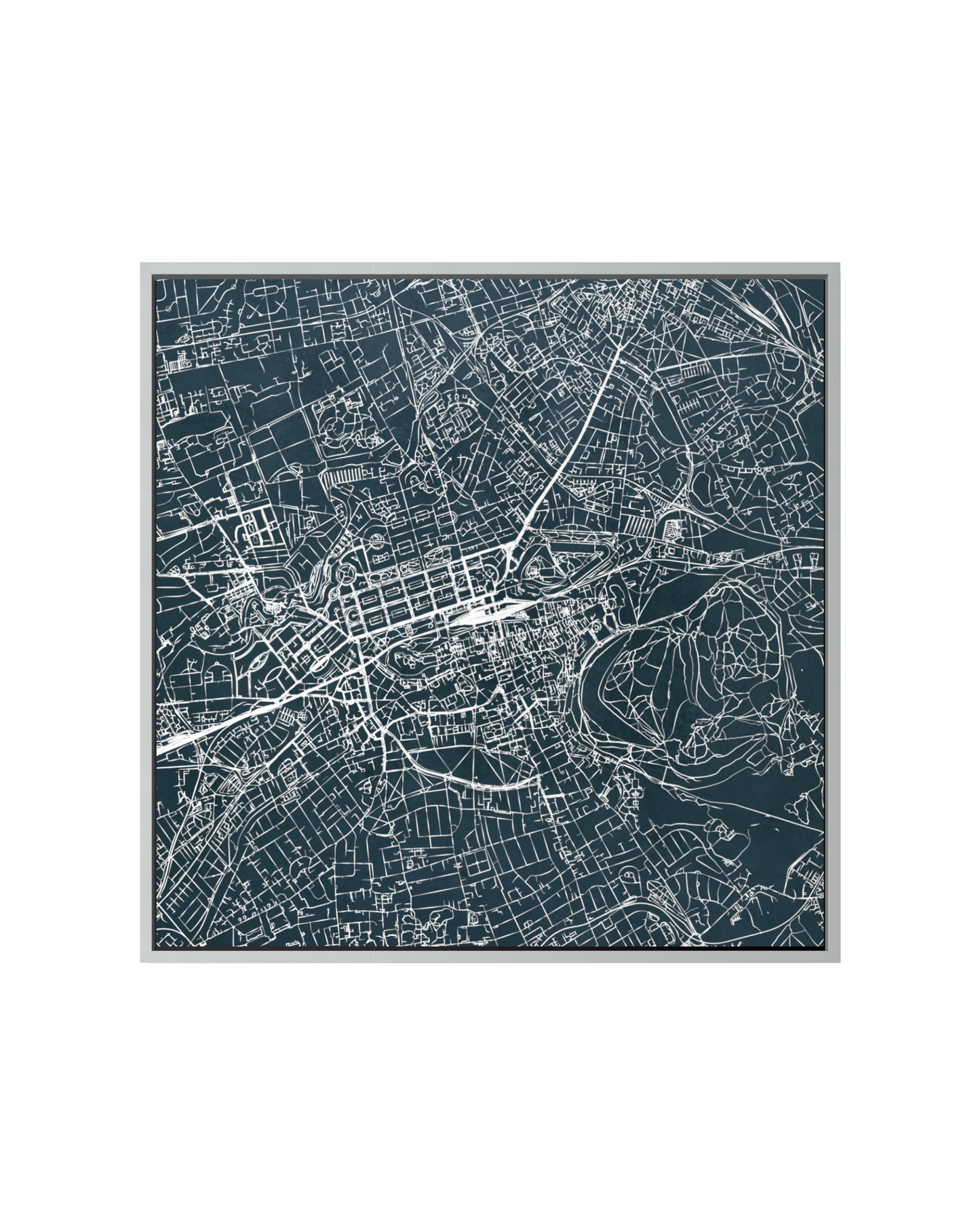 Minimalist Street Map of Edinburgh - Framed Canvas