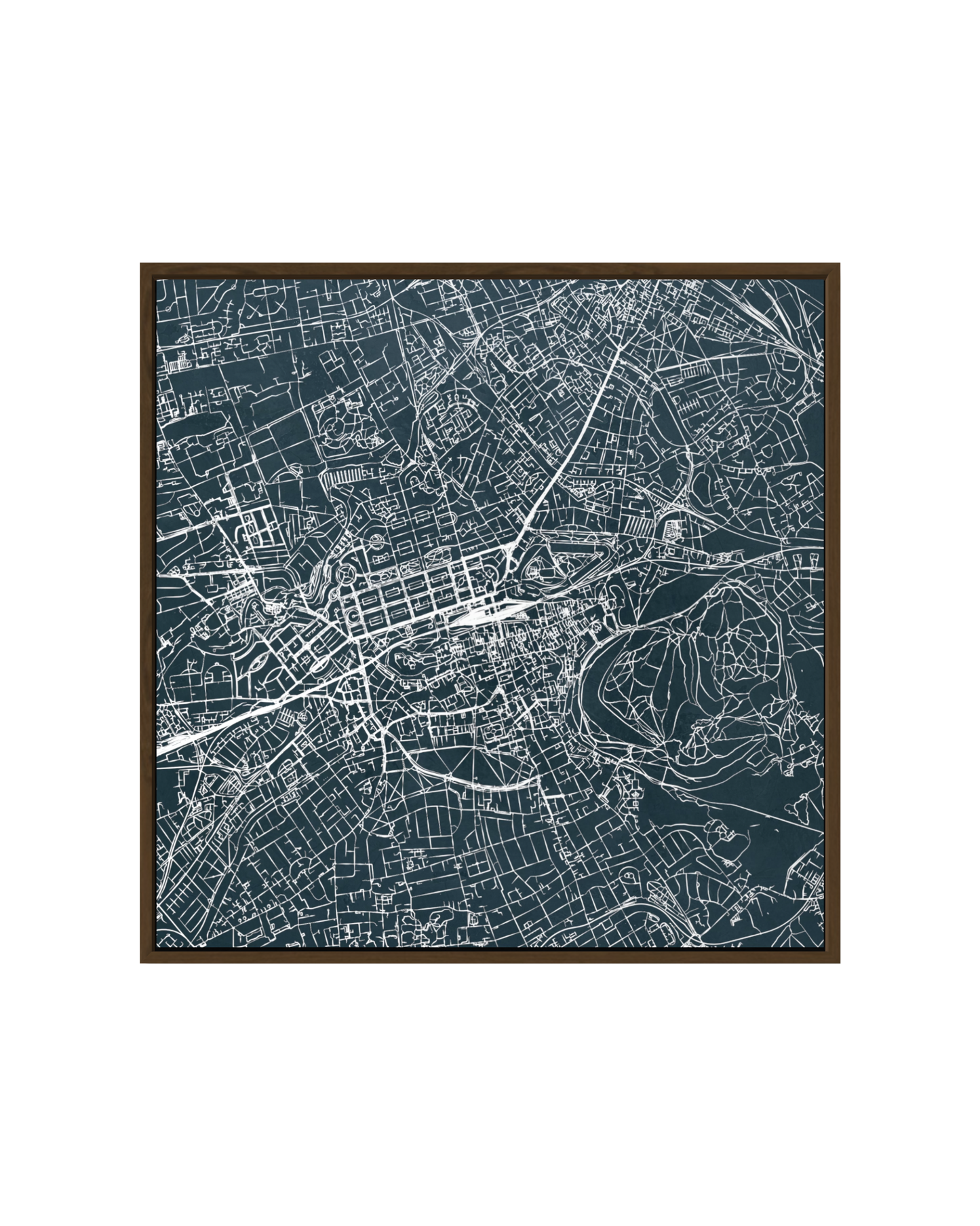 Minimalist Street Map of Edinburgh - Framed Canvas