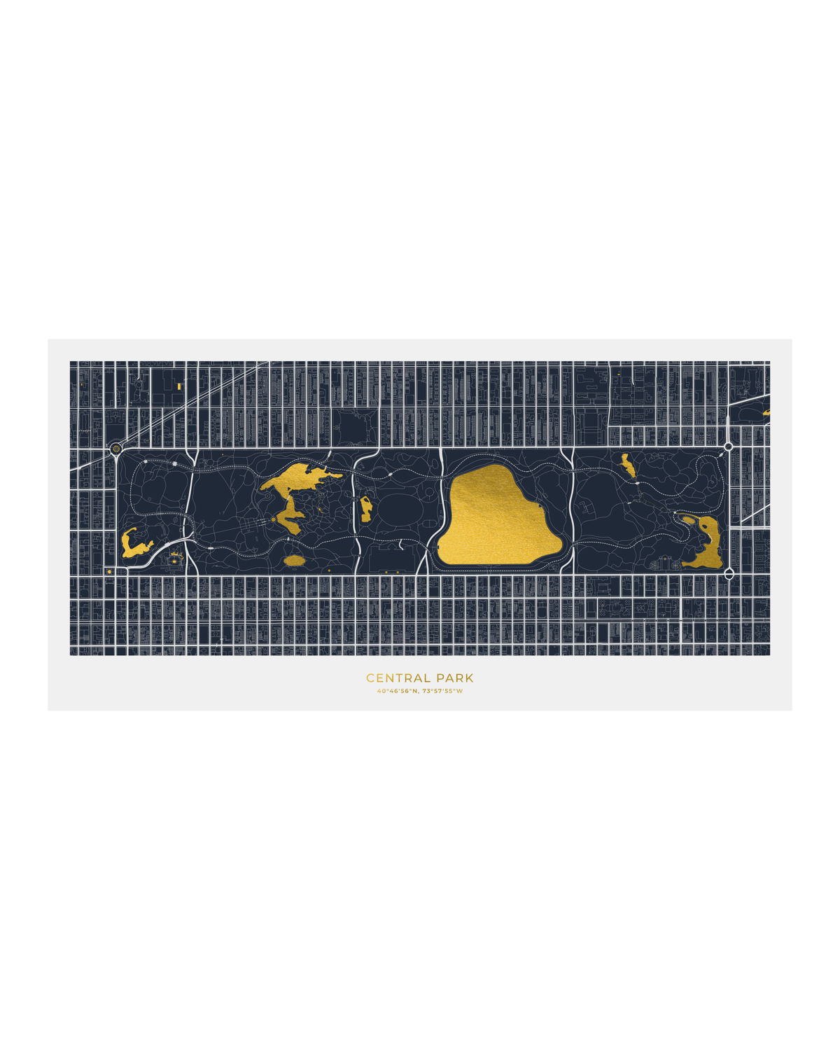Map of Central Park - Gold Foil Fine Art Print