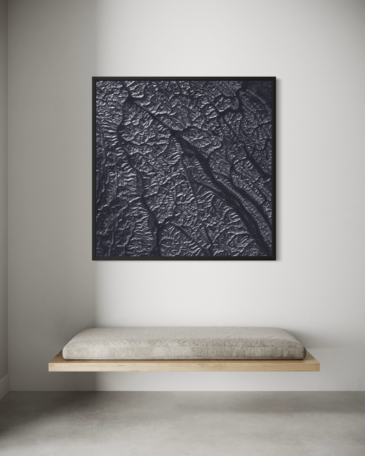Glacier National Park - Canadian Rockies - Framed Canvas Topographical Map