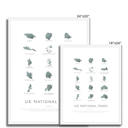 UK National Parks -  Framed & Mounted Map