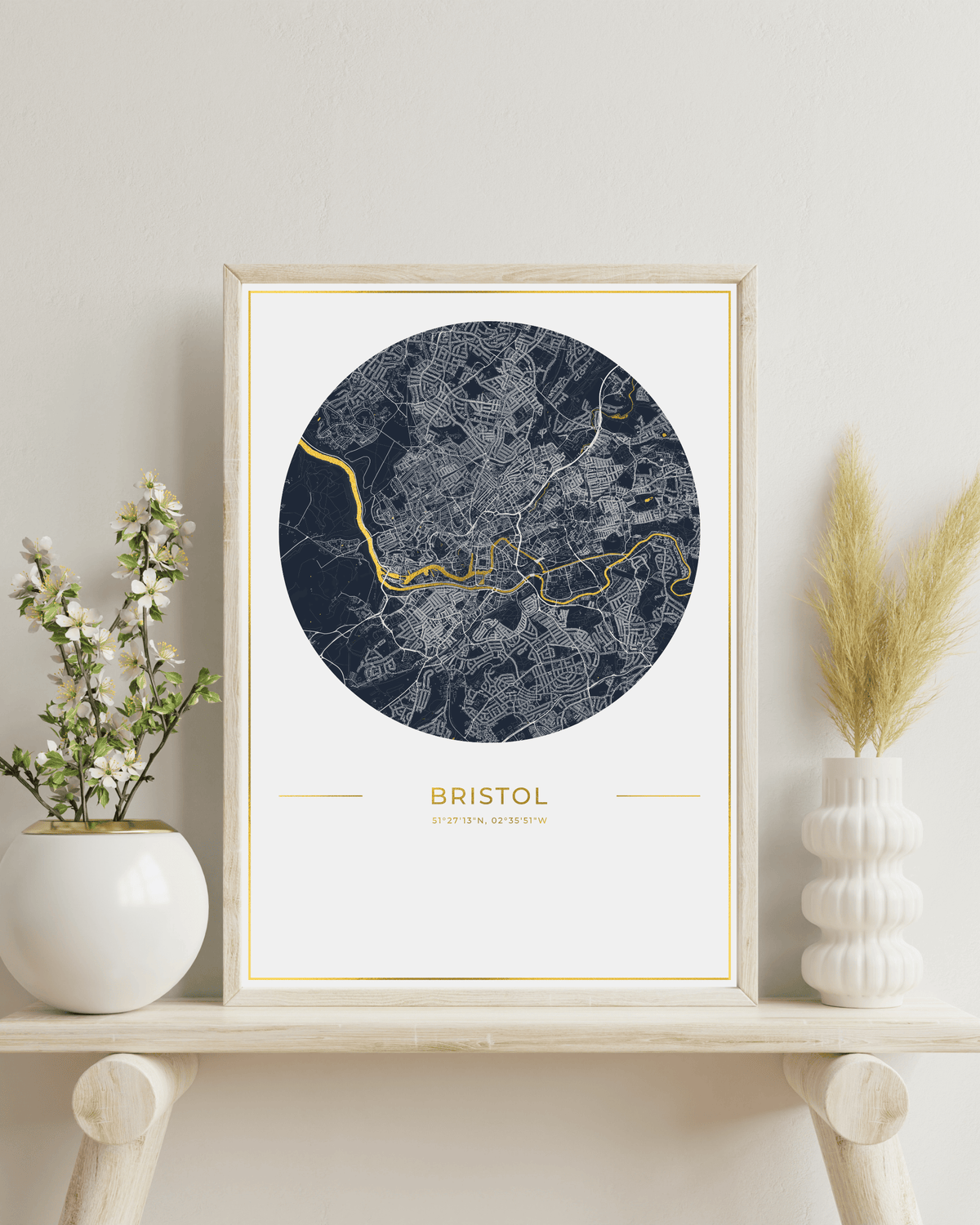 Bristol - Gold Fine Art Map Print