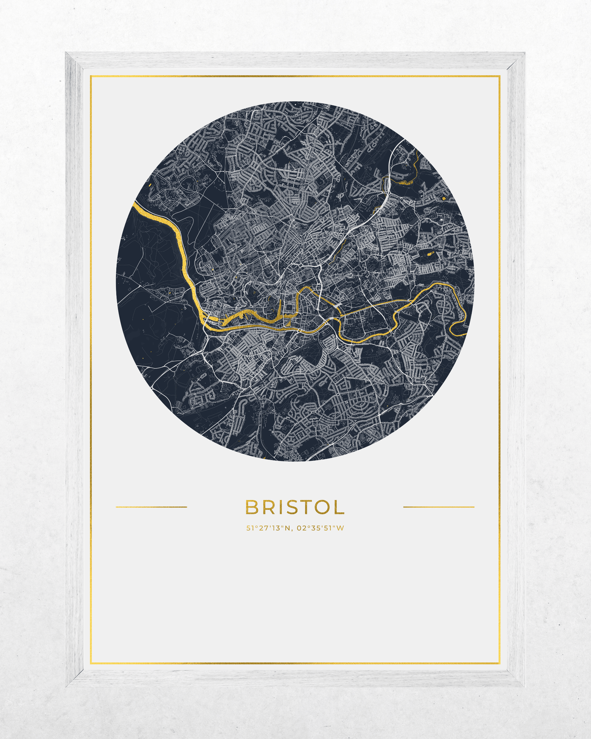 Bristol - Gold Fine Art Map Print