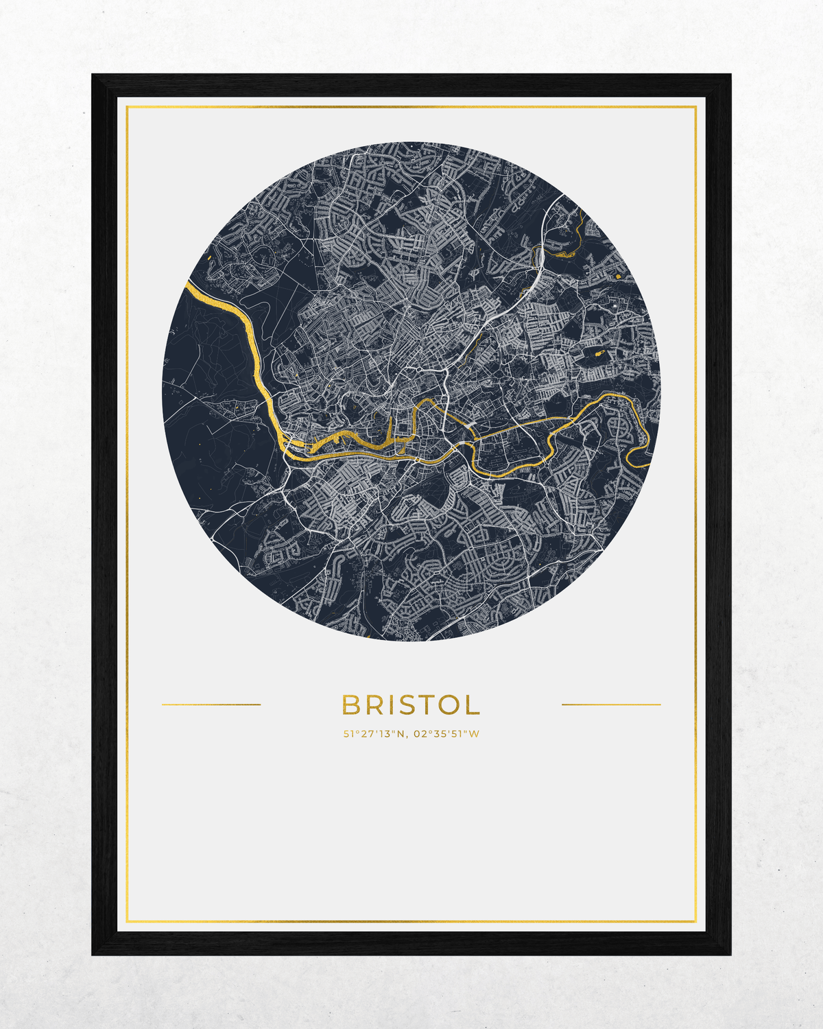 Bristol - Gold Fine Art Map Print