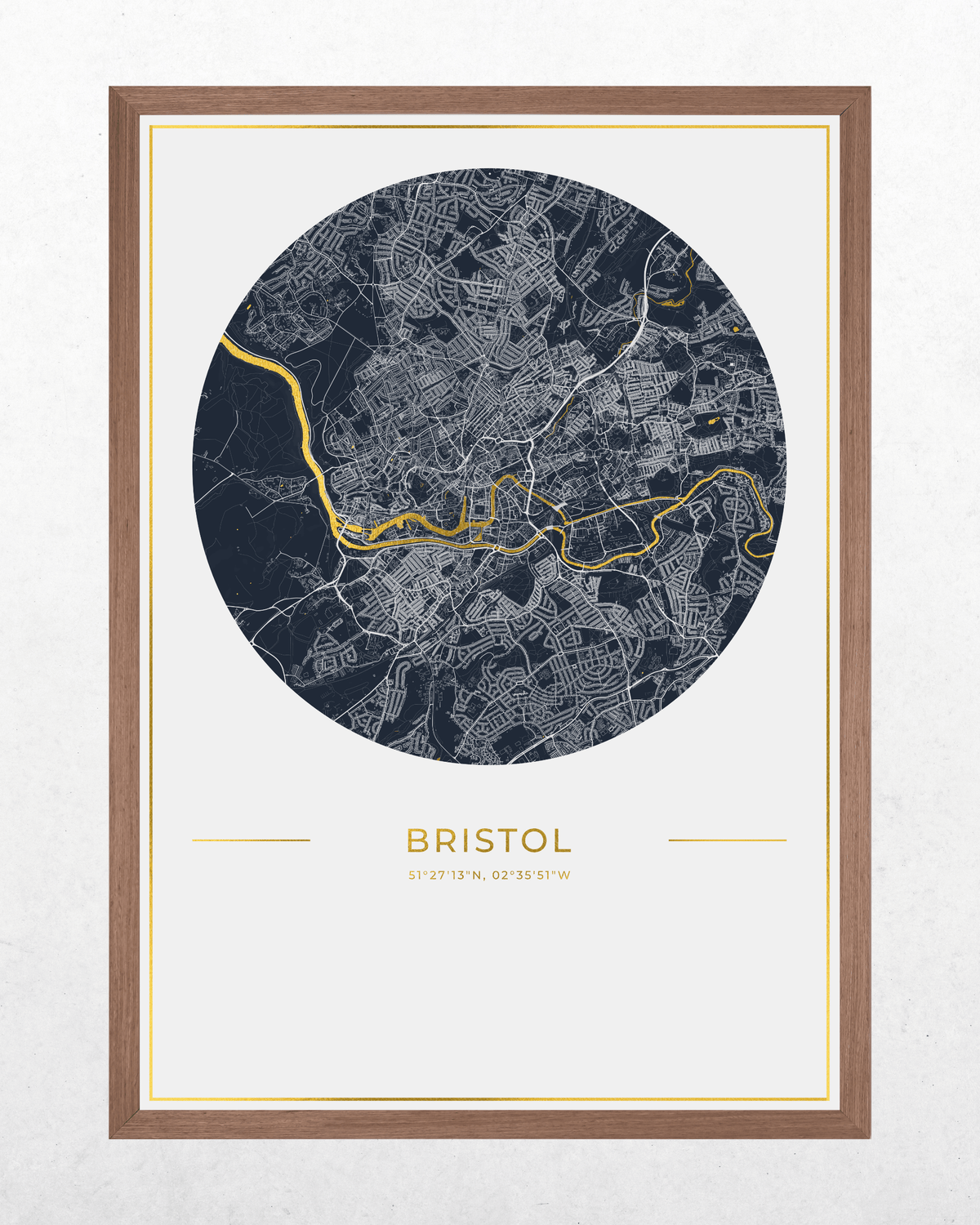 Bristol - Gold Fine Art Map Print