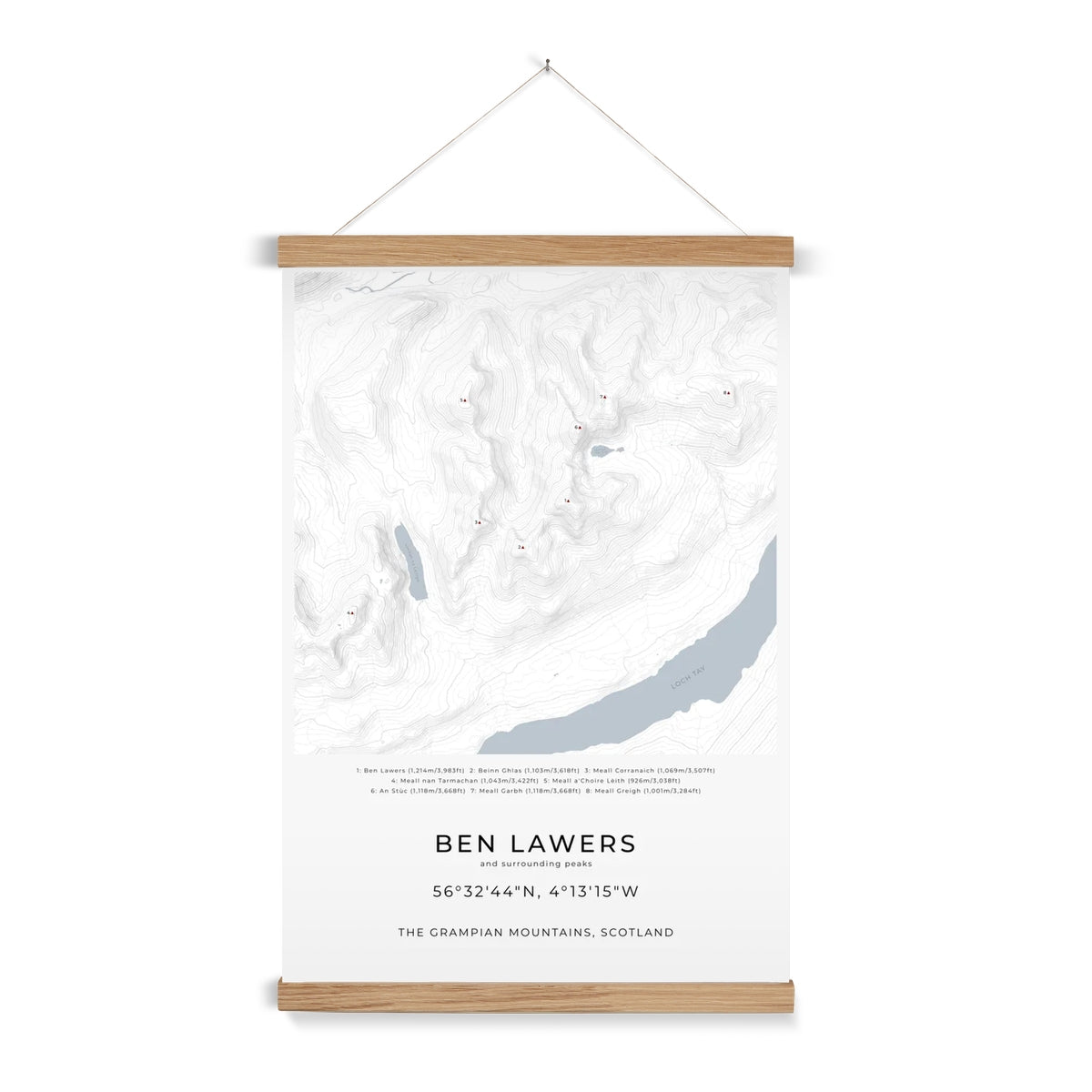 Ben Lawers & Surrounding peaks - Contour Map Print