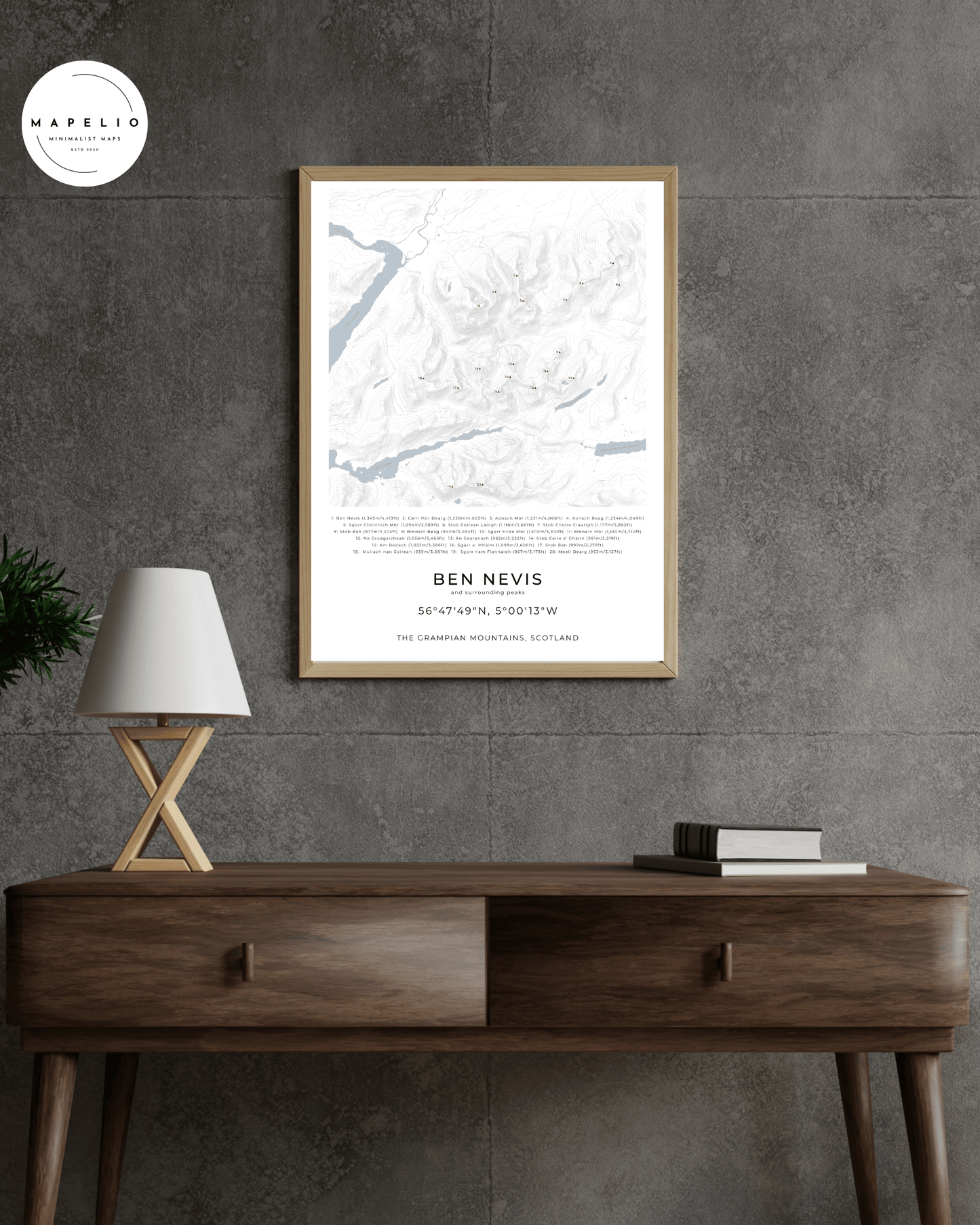 Ben Nevis & Surrounding peaks - Contour Map Print