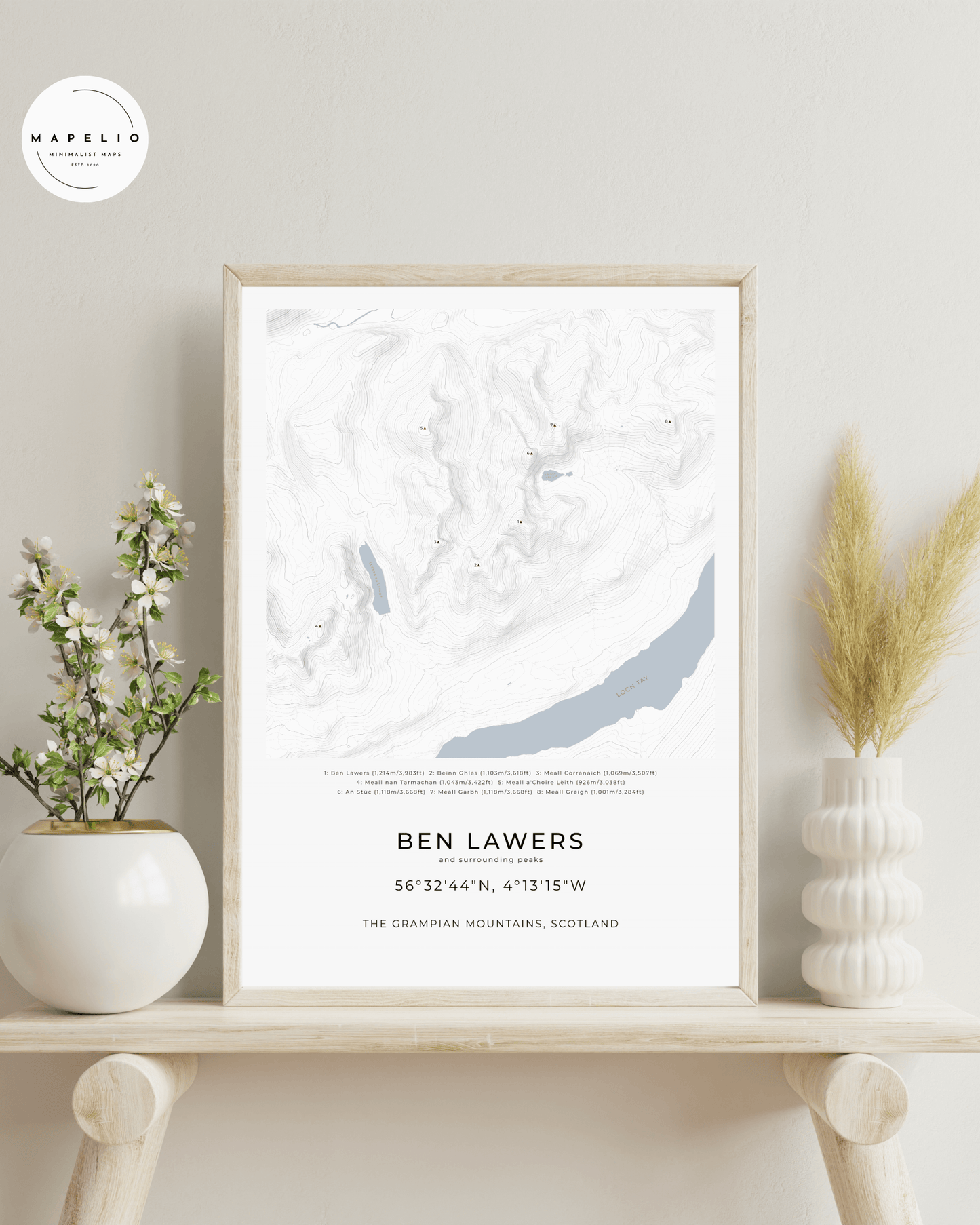 Ben Lawers & Surrounding peaks - Contour Map Print