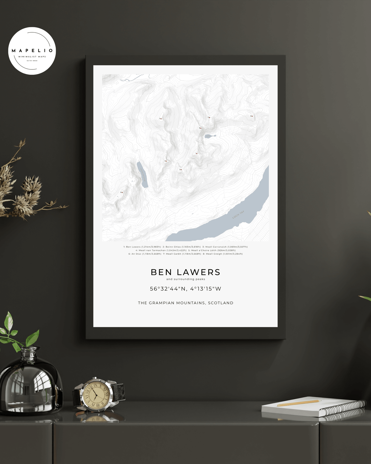 Ben Lawers & Surrounding peaks - Contour Map Print