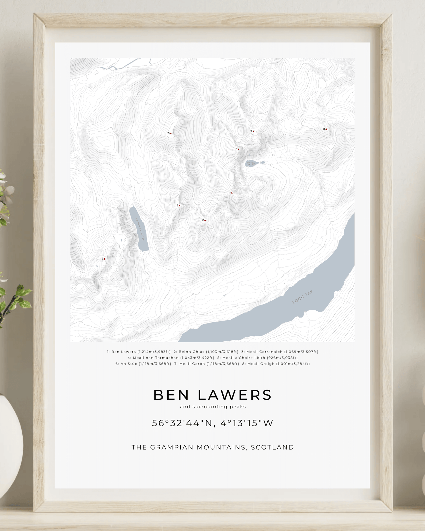 Ben Lawers & Surrounding peaks - Contour Map Print