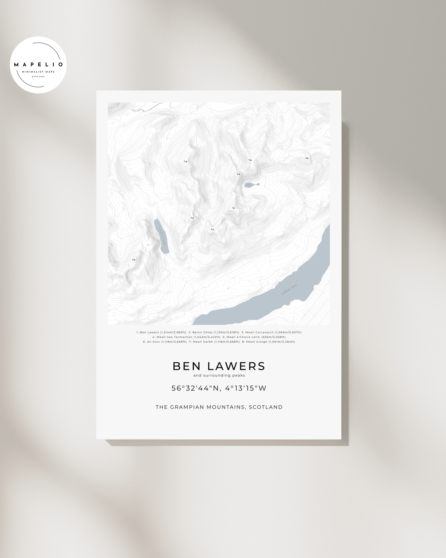 Ben Lawers & Surrounding peaks - Contour Map Print