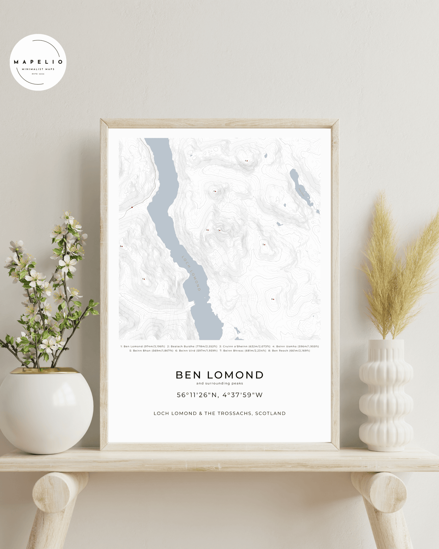 Ben Lomond & surrounding peaks -  Fine Art Map Poster