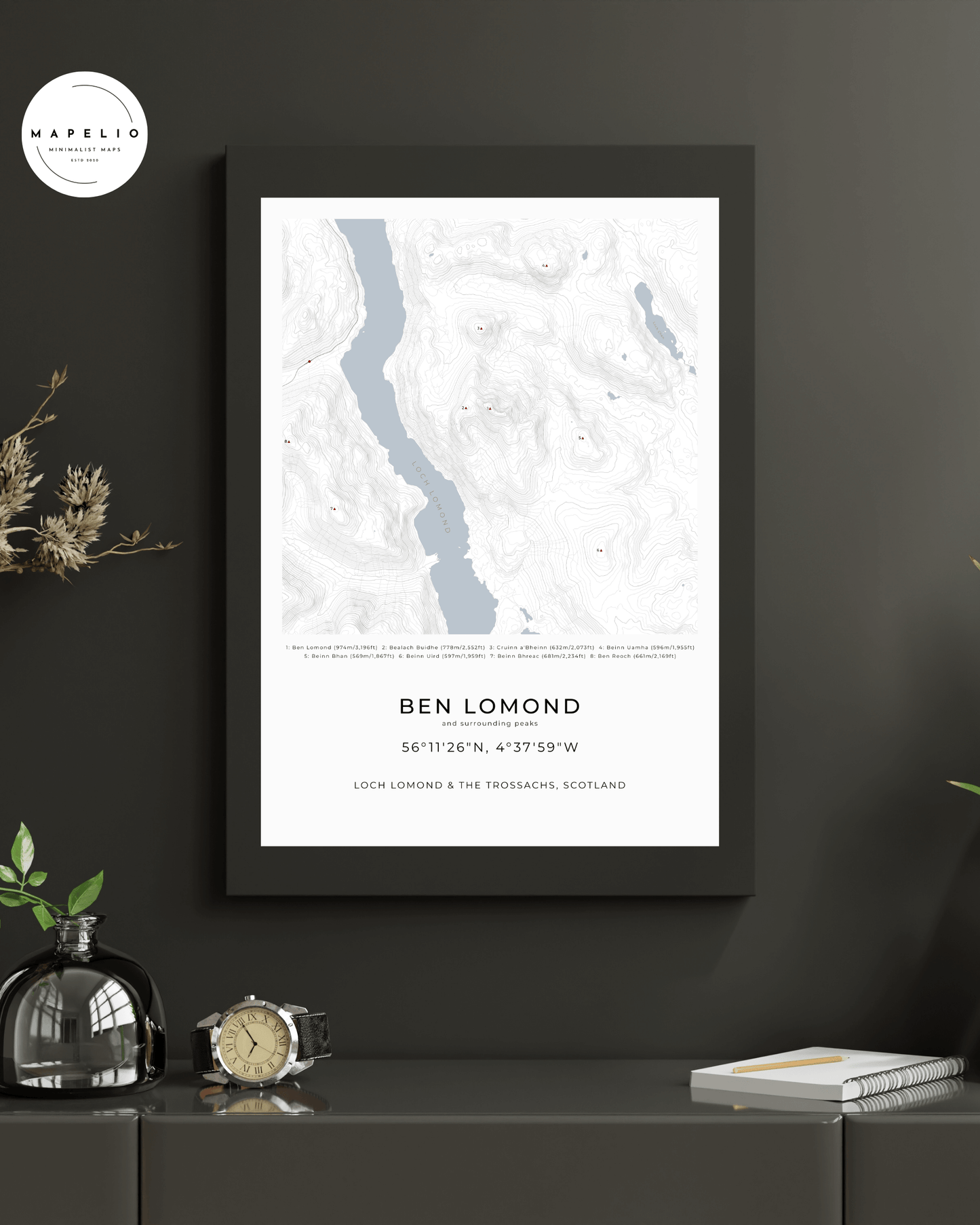 Ben Lomond & surrounding peaks -  Framed Map Poster