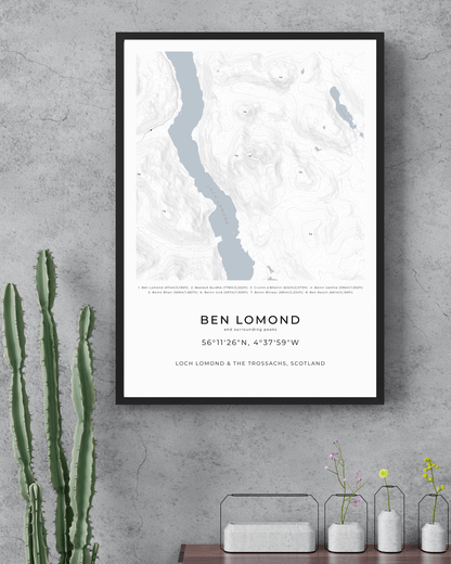 Ben Lomond & surrounding peaks -  Framed Map Poster