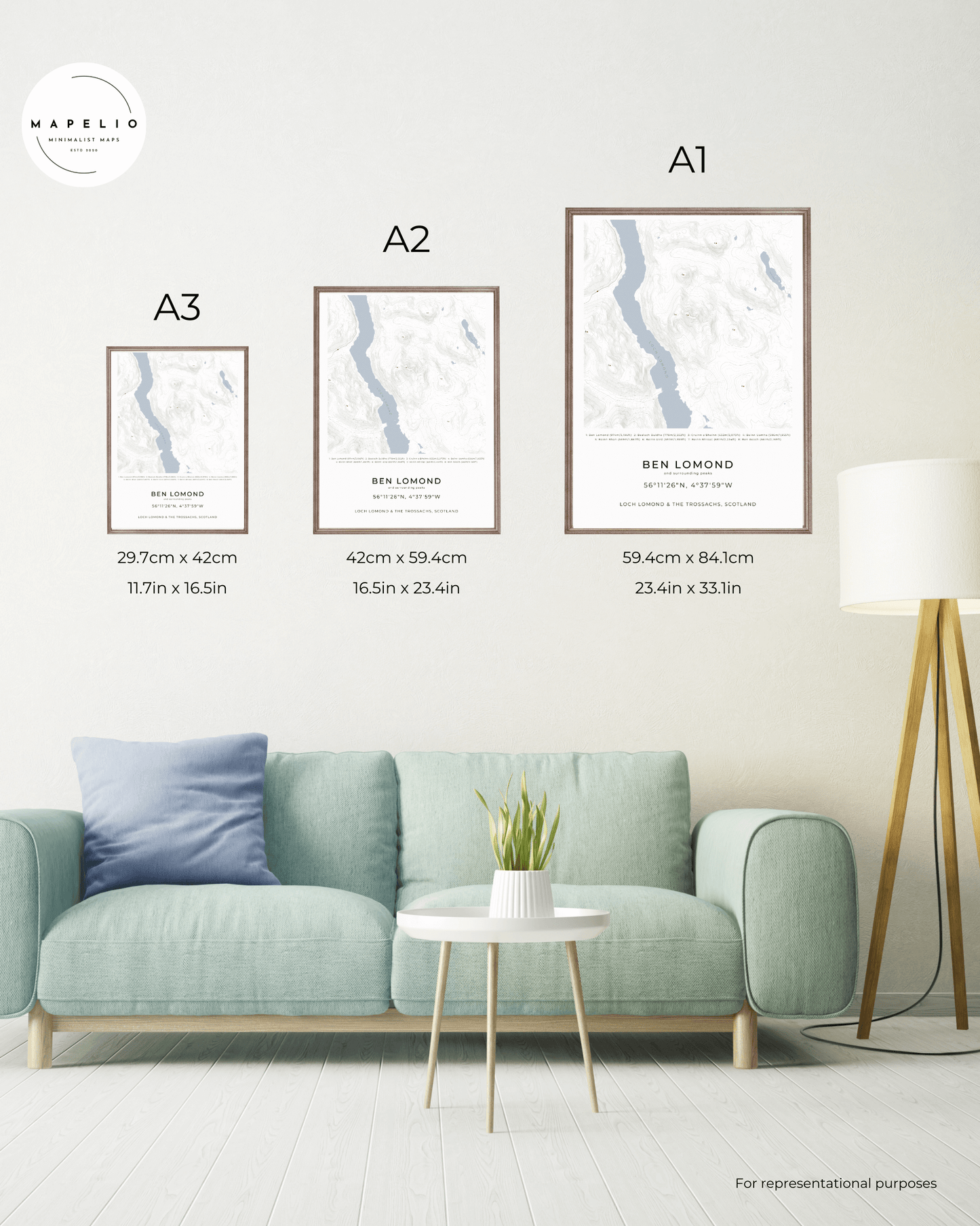 Ben Lomond & surrounding peaks -  Framed Map Poster