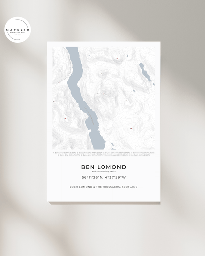 Ben Lomond & surrounding peaks -  Framed Map Poster