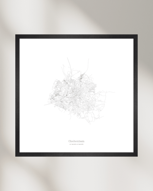 Cheltenham - Minimalist City Map - Fine Art Print - White