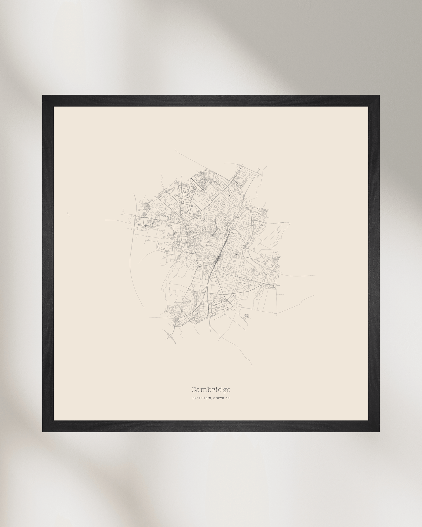 Cambridge - City Map - Minimalist Fine Art Print - Taupe