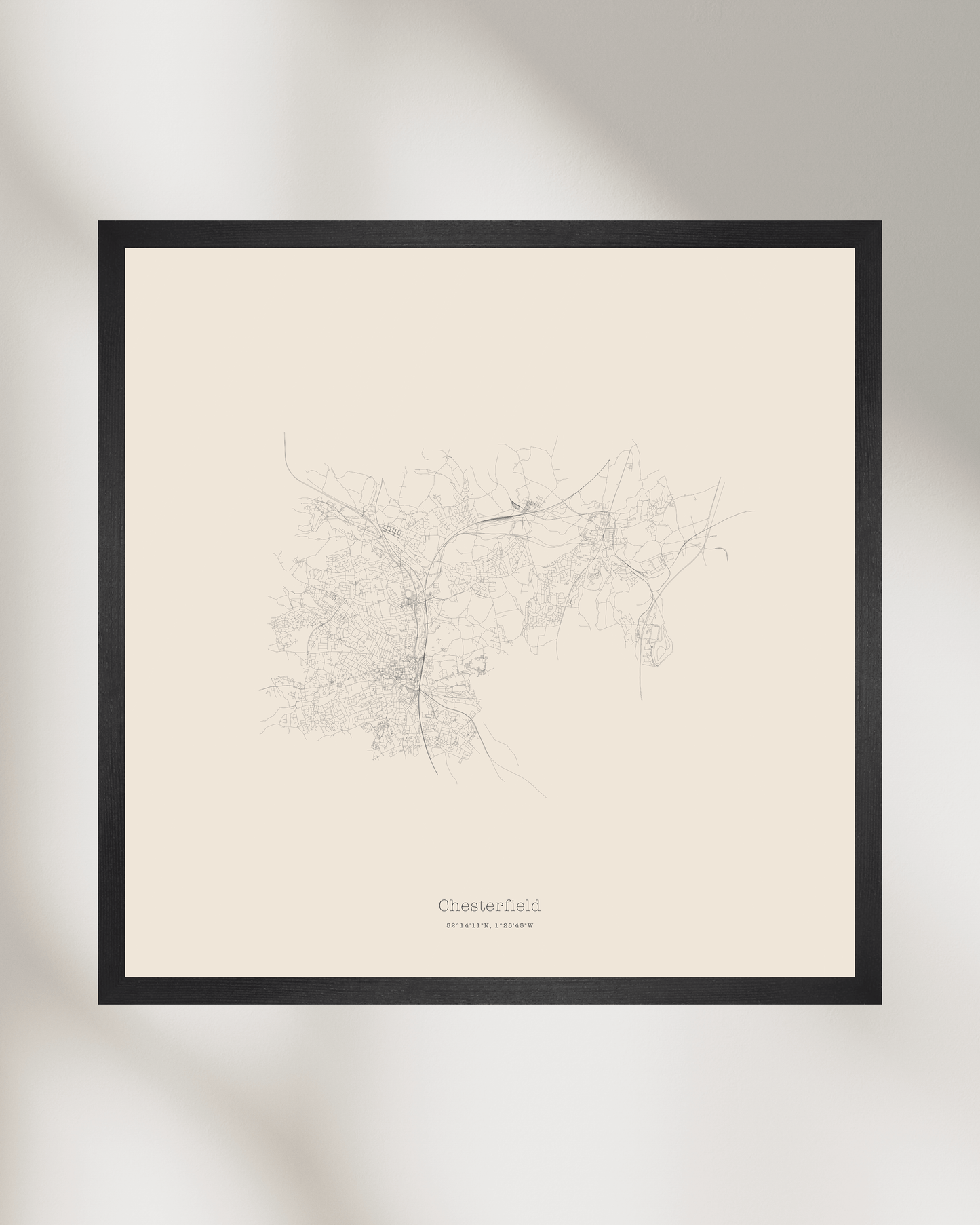 Chesterfield - Minimalist City Map - Fine Art Print - Taupe