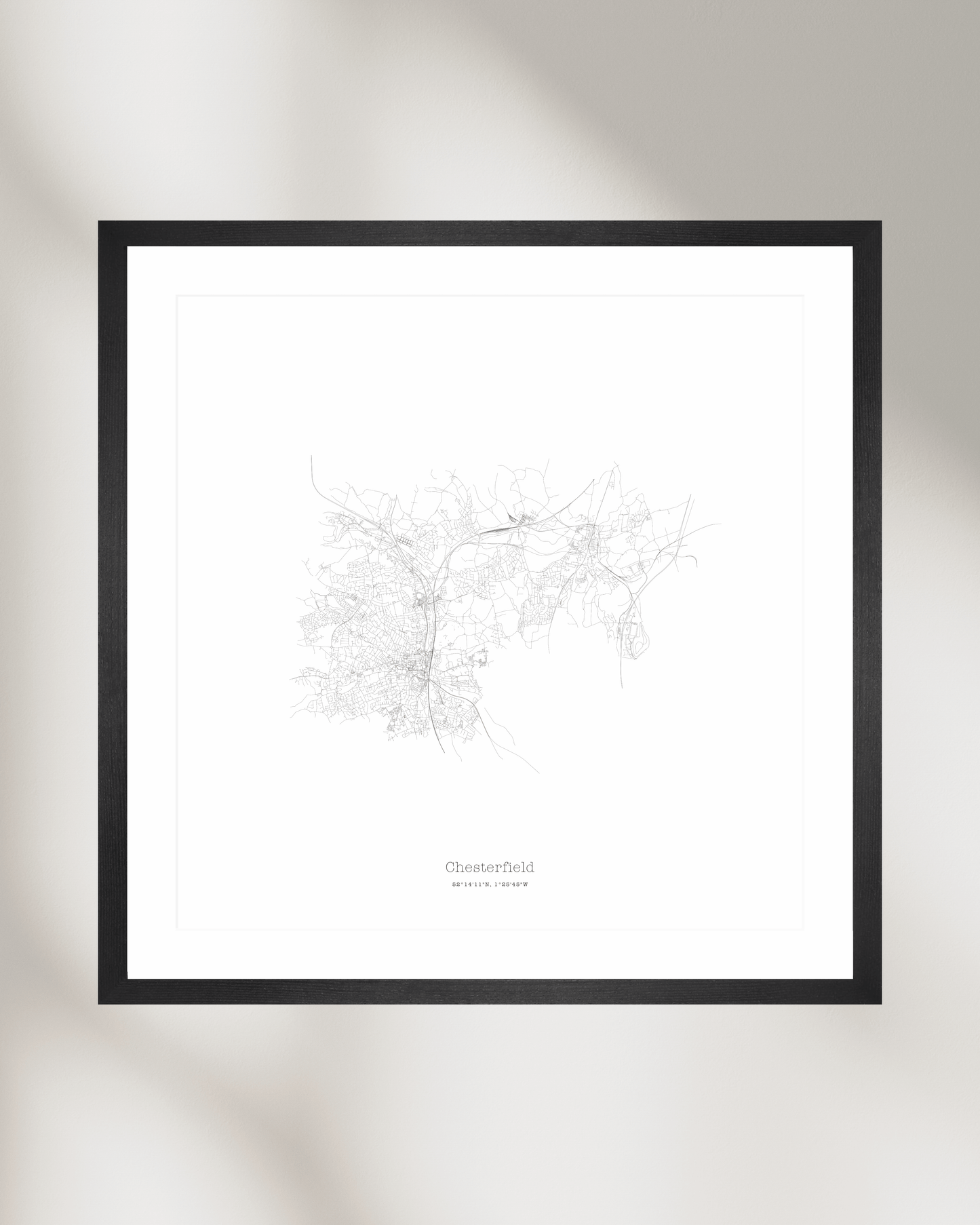 Chesterfield - Minimalist City Map - Fine Art Print - White