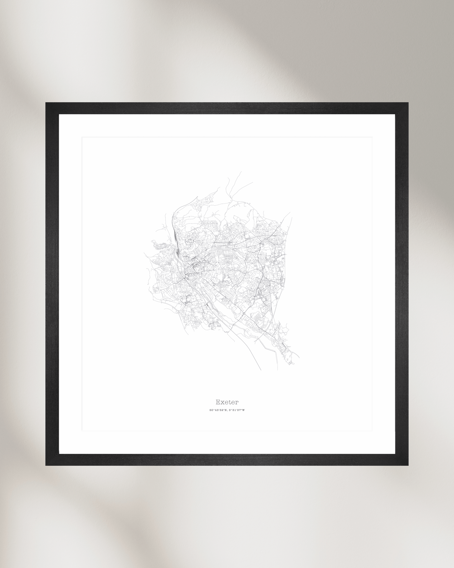 Exeter - Minimalist City Map - Fine Art Print - White