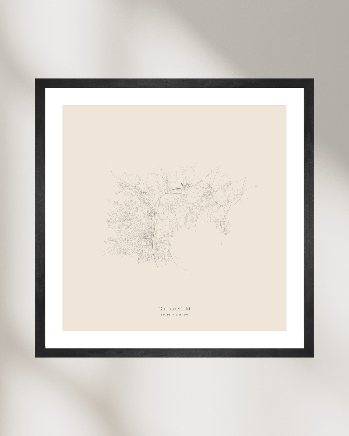 Chesterfield - Minimalist City Map - Fine Art Print - Taupe