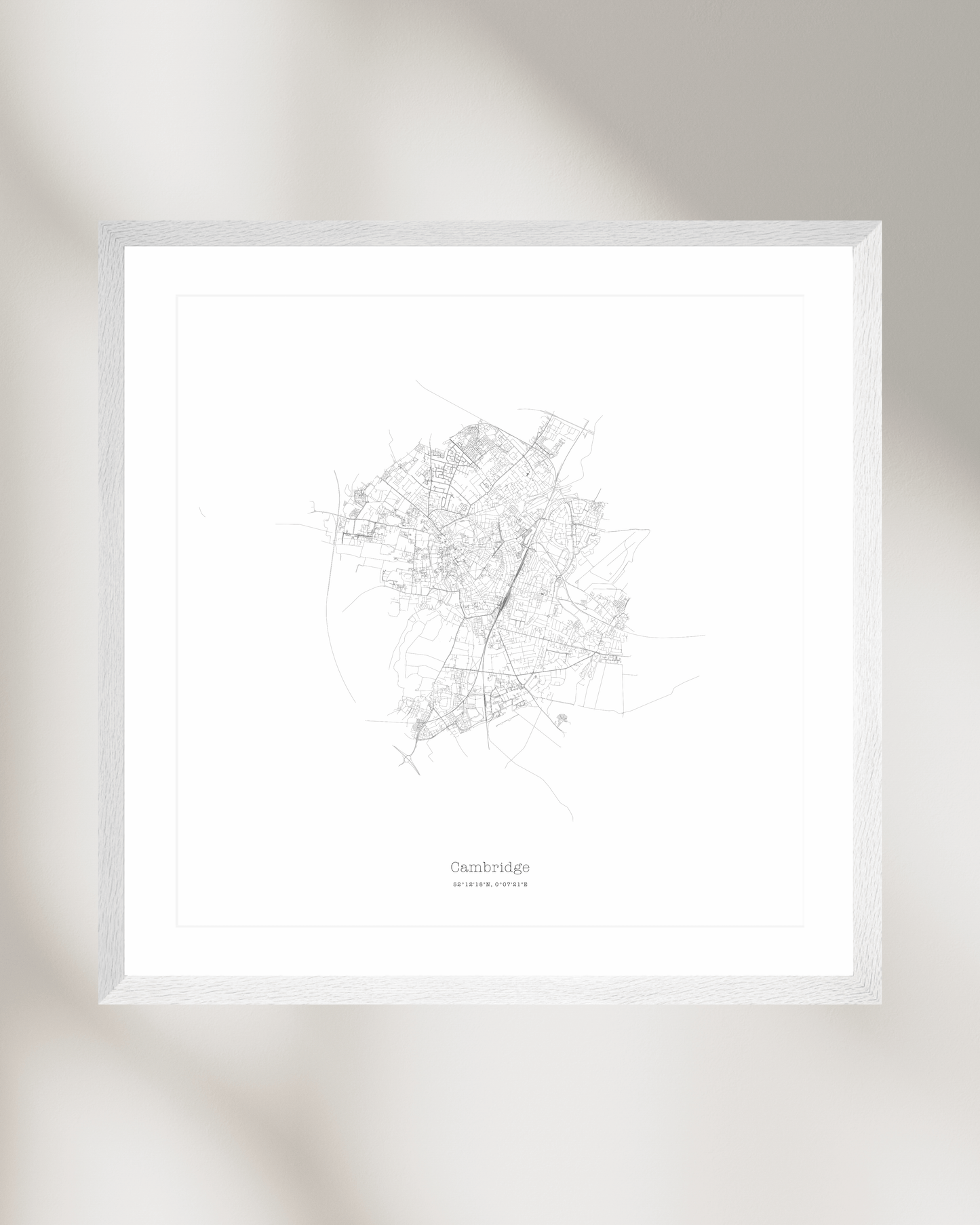 Cambridge - City Map - Minimalist Fine Art Print - White