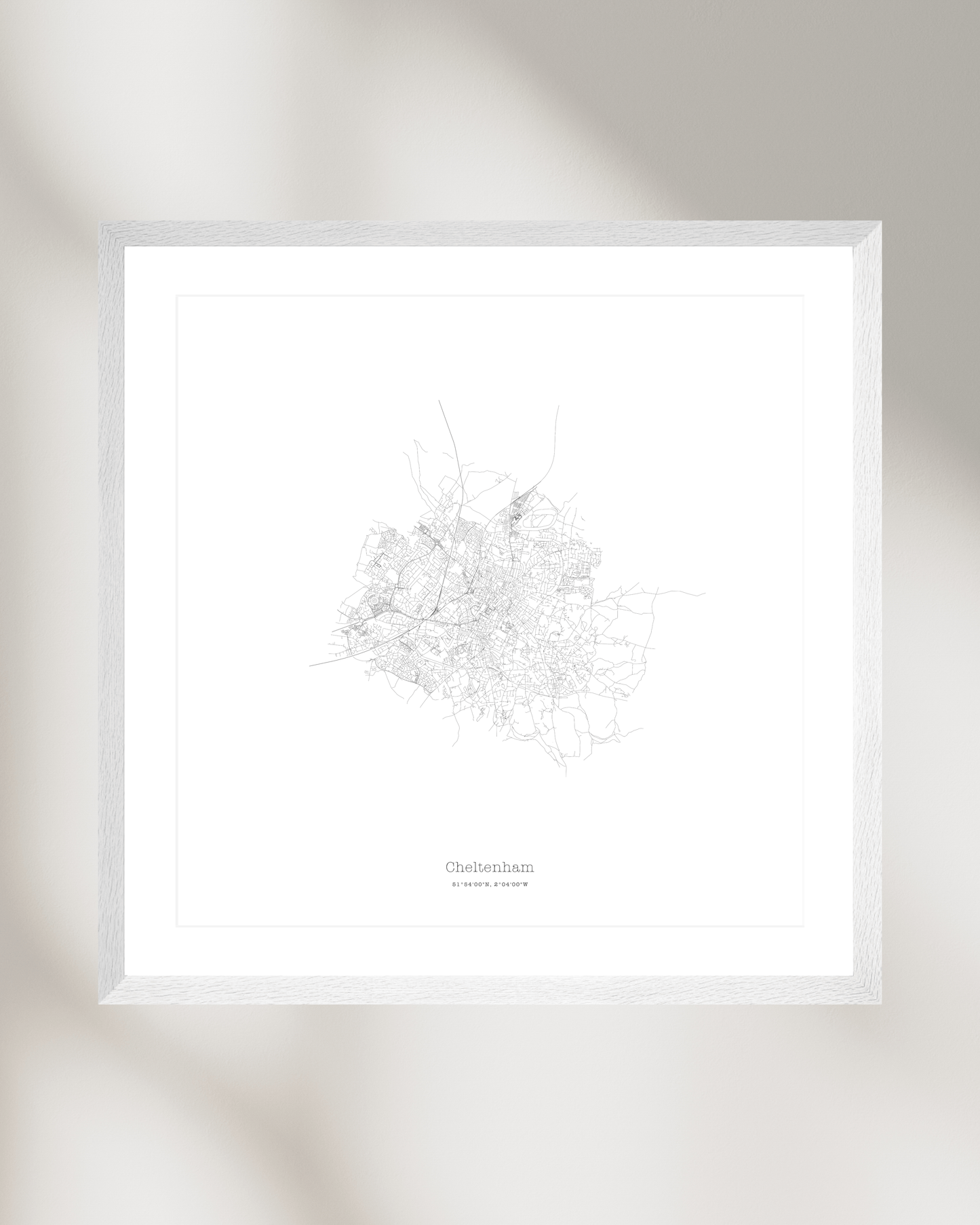 Cheltenham - Minimalist City Map - Fine Art Print - White