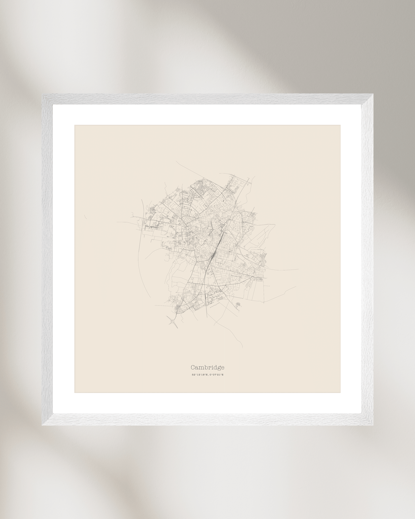 Cambridge - City Map - Minimalist Fine Art Print - Taupe