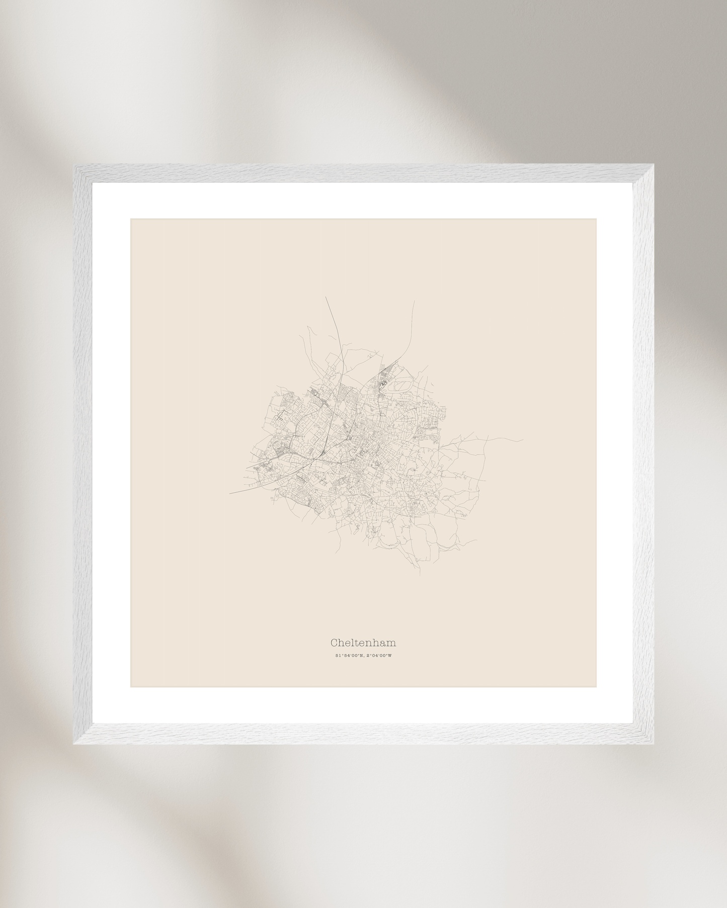 Cheltenham - Minimalist City Map - Fine Art Print - Taupe